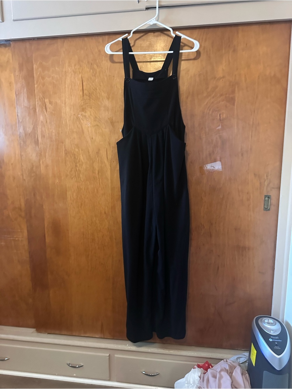 Black Wide-Leg Pinafore Jumpsuit